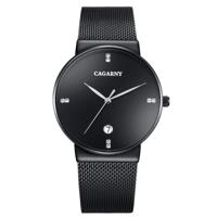 CAGARNY 6817 levende waterdicht ronde Dial Quartz beweging legering hoes Fashion horloge Quartz horloges met stalen Band(Black) - thumbnail