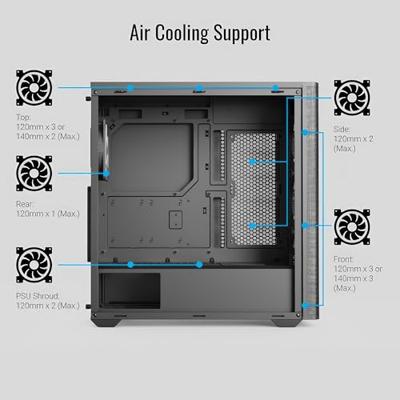 AeroCool D501A-G-BK-V2 Midi-tower PC-behuizing Zwart