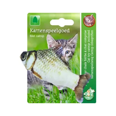 Kattenspeelgoed vis met catnip grijs/bruin 11 cm Speelplezier-kat Gebr. de Boon - Gebr de boon
