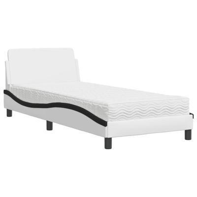 Bed met matras kunstleer zwart en wit 90x200 cm - thumbnail