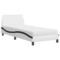 Bed met matras kunstleer zwart en wit 90x200 cm - thumbnail