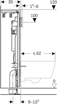 GeberitGISmodule wandclosetH120 B60cm Sigma res12cm hoek 442.029.00.6