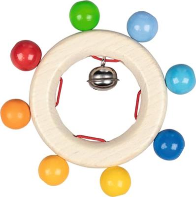 Goki houten grijppring met regenboog kralen