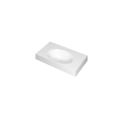 INK Smooth Wastafel Polystone Centraal met 1 Kraangat - 800x450x90 mm - Glans Wit