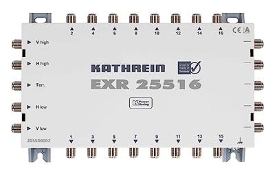 Kathrein EXR 25516 Satelliet multiswitch Ingangen (satelliet): 5 (4 satelliet / 1 terrestrisch) Aantal gebruikers: 16 Standby-functie Kathrein EXR 25516 Satelliet multiswitch Ingangen (satelliet): 5 (4 satelliet / 1 terrestrisch) Aantal gebruikers: 16 Standby-functie