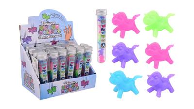 Johntoy Sticky eenhoorn raamlopers in koker, 6st Johntoy Sticky eenhoorn raamlopers in koker, 6st