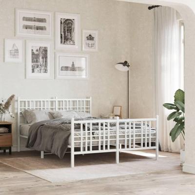 Bedframe met hoofd- en voeteneinde metaal wit 120x200 cm