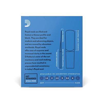 D'Addario Woodwinds RDB1015 Royal Altklarinetriet, sterkte 1.5, 10 stuks, Filed D'Addario Woodwinds RDB1015 Royal Altklarinetriet, sterkte 1.5, 10 stuks, Filed