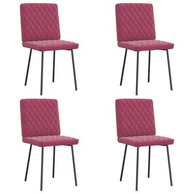 Eetkamerstoelen 4 st fluweel wijnrood Eetkamerstoelen 4 st fluweel wijnrood
