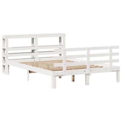 Bedframe met hoofdeinde zonder matras 140x190 cm wit
