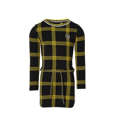 Quapi Girls geruite jurk Fanne zwart/geel