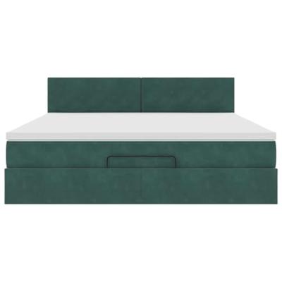 Ottoman bed met matras 160x200cm fluweel donkergroen
