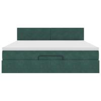 Ottoman bed met matras 160x200cm fluweel donkergroen - thumbnail
