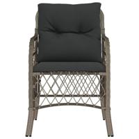 Tuinstoelen 2 st met kussens poly rattan grijs - thumbnail