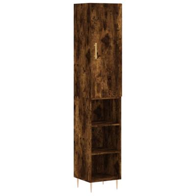 Hoge kast 34,5x34x180 cm bewerkt hout gerookt eikenkleurig