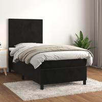 Boxspring met matras fluweel zwart 90x190 cm - thumbnail