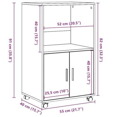 Rolkast 55x40x91 cm bewerkt hout zwart Rolkast 55x40x91 cm bewerkt hout zwart