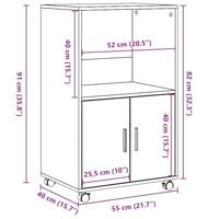 Rolkast 55x40x91 cm bewerkt hout zwart - thumbnail