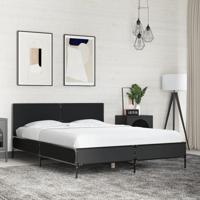 Bedframe bewerkt hout metaal zwart 150x200 cm - thumbnail