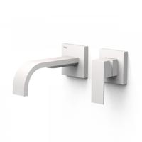 Wastafelmengkraan Inbouw Tres Cuadro Exclusive 2 Delen Gebogen Uitloop en Korte Hendel Mat Wit - thumbnail