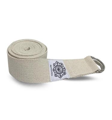 Katoenen Yoga Riem Wit met D-Ring - 248 cm