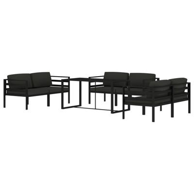 7-delige Loungeset met kussens aluminium antracietkleurig - thumbnail