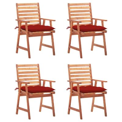 Tuinstoelen 4 st met kussens massief acaciahout