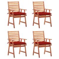 Tuinstoelen 4 st met kussens massief acaciahout - thumbnail