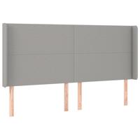 Hoofdbord met randen 203x16x118/128 cm stof lichtgrijs - thumbnail