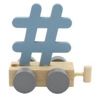 JeP kids houten treinletter # hashtag-blauw - thumbnail