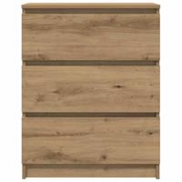 Dressoir 60x35x76 cm bewerkt hout artisanaal eikenkleur - thumbnail