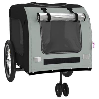 Hondenfietstrailer oxford stof en ijzer zwart en grijs - thumbnail