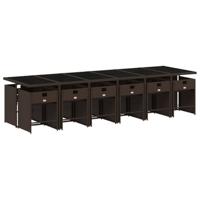 13-delige Tuinset met kussens poly rattan bruin - thumbnail
