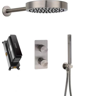 Ben Engraved Line inbouw regendoucheset Ø25cm met staafhanddouche gunmetal pvd