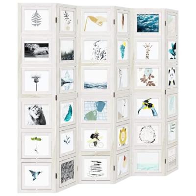 Kamerscherm met 6 panelen massief paulowniahout wit Kamerscherm met 6 panelen massief paulowniahout wit