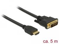 Delock 85656 HDMI-kabel HDMI / DVI Aansluitkabel HDMI-A-stekker, DVI-D 24+1-polige stekker 5 m Zwart Afgeschermd (drievoudig), Vergulde steekcontacten - thumbnail