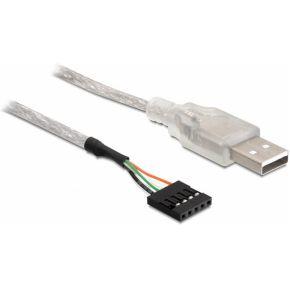 Delock 83078 USB-kabel USB 2.0 USB-A stekker, Pinconnector 5-polig (male) 0.70 m Zilver Delock 83078 USB-kabel USB 2.0 USB-A stekker, Pinconnector 5-polig (male) 0.70 m Zilver