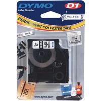 Dymo D1 permanente polyestertape 19 mm, zwart op wit - thumbnail