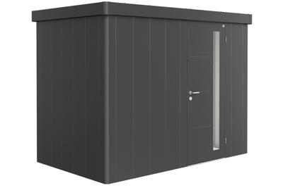 Biohort Neo 1C metalen tuinhuis enkele deur donkergrijs 292x180 cm- Plat dak- Metaal- Biohort
