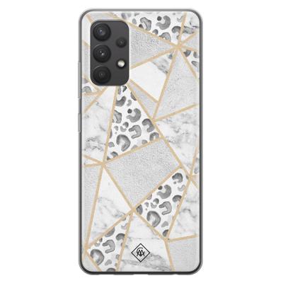 Samsung Galaxy A32 4G siliconen telefoonhoesje - Stone & leopard print