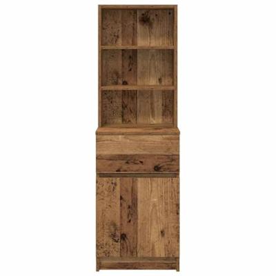 Nachtkastje 39x35x125 cm bewerkt hout oud houtkleurig