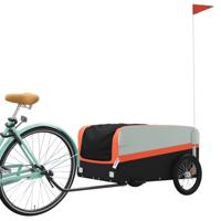 Fietstrailer 45 kg ijzer zwart en oranje - thumbnail