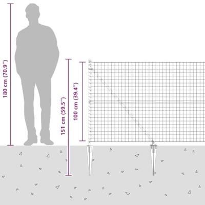 VidaXL Hek met paal grijs 1 x 10 m staal en pvc