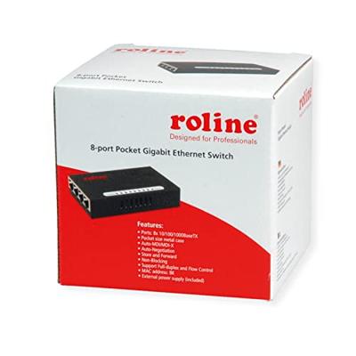 ROLINE Gigabit Ethernet Switch, Pocket, 8-Poorts ROLINE Gigabit Ethernet Switch, Pocket, 8-Poorts