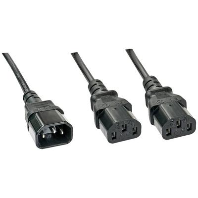 LINDY Stroom Y-kabel [1x Apparaatstekker, male C14 - 2x Apparaatstekker, female C13 10A] 1.00 m Zwart
