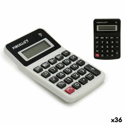Rekenmachine Pincello Wit Zwart Plastic 7,5 x 2,5 x 11,5 cm Zon Klein (36 Stuks)