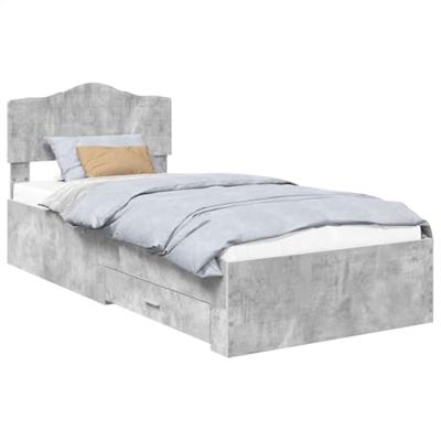 Bedframe met hoofdeinde Beton Grijs 90 x 190 cm Bewerkt hout