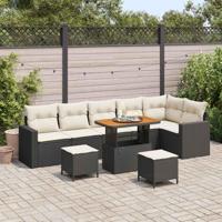 Tuinbankenset 9 pcs Zwart poly rattan - thumbnail