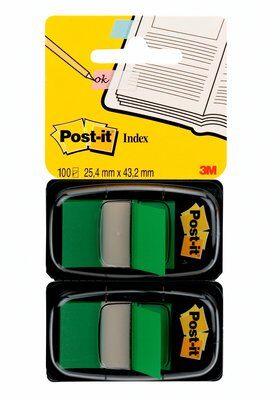 Post-it index standaard, ft 24,4 x 43,2 mm, houder met 2 x 50 tabs, groen