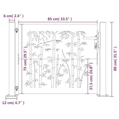 Poort 105x80 cm bamboe-ontwerp cortenstaal Poort 105x80 cm bamboe-ontwerp cortenstaal